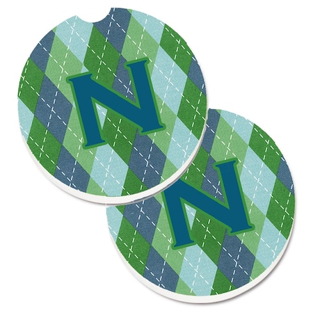 Carolines Treasures Initial N Monogram Blue Argoyle  Cup Holder Car Coaster, PK2 CJ1020-NCARC